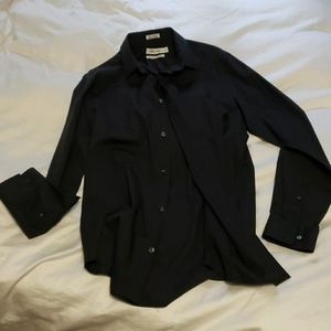CALVIN KLEIN black striped dress shirt - men's S